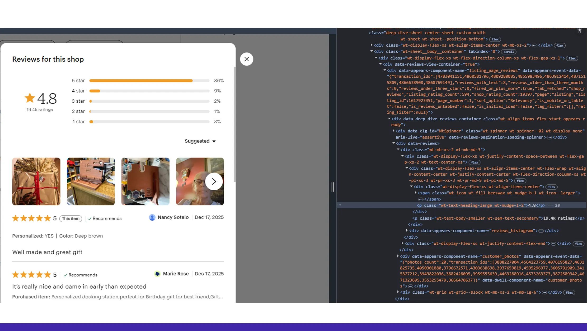 Web Scraping Customer Reviews via API