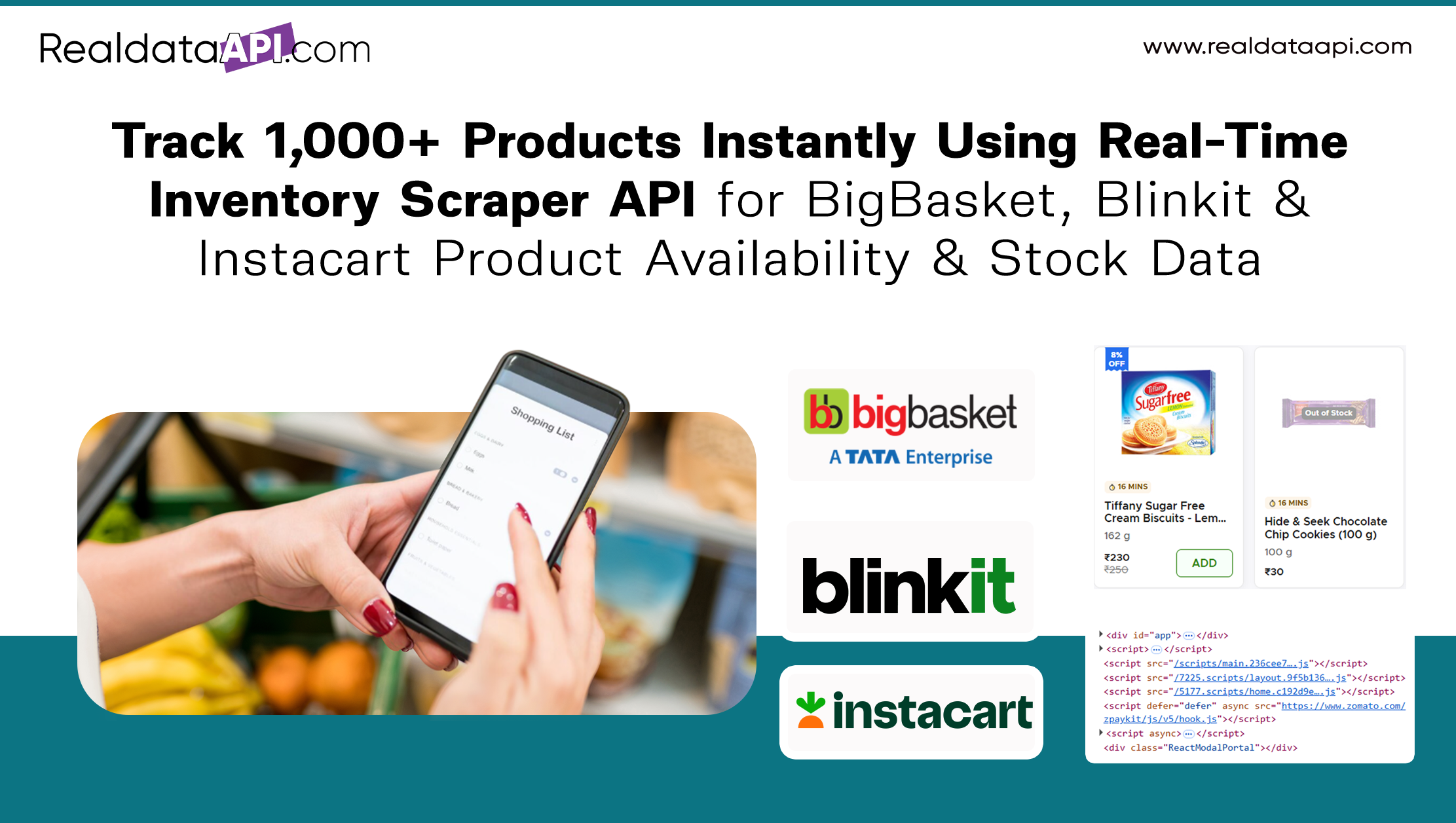 Track 1,000+ Products Instantly Using Real-Time Inventory Scraper API for BigBasket, Blinkit & Instacart Product Availability & Stock Data