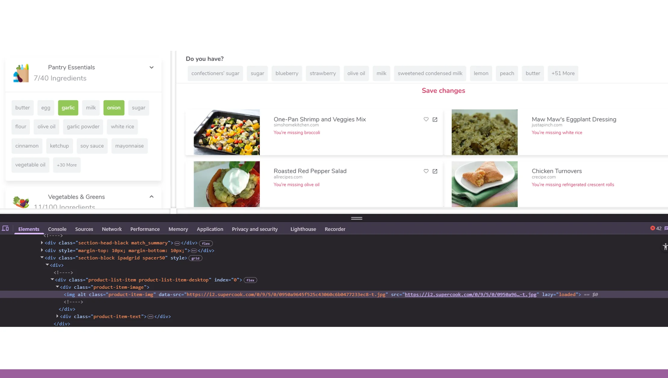 Real-time Recipe and Ingredient Data Scraping from SuperCook