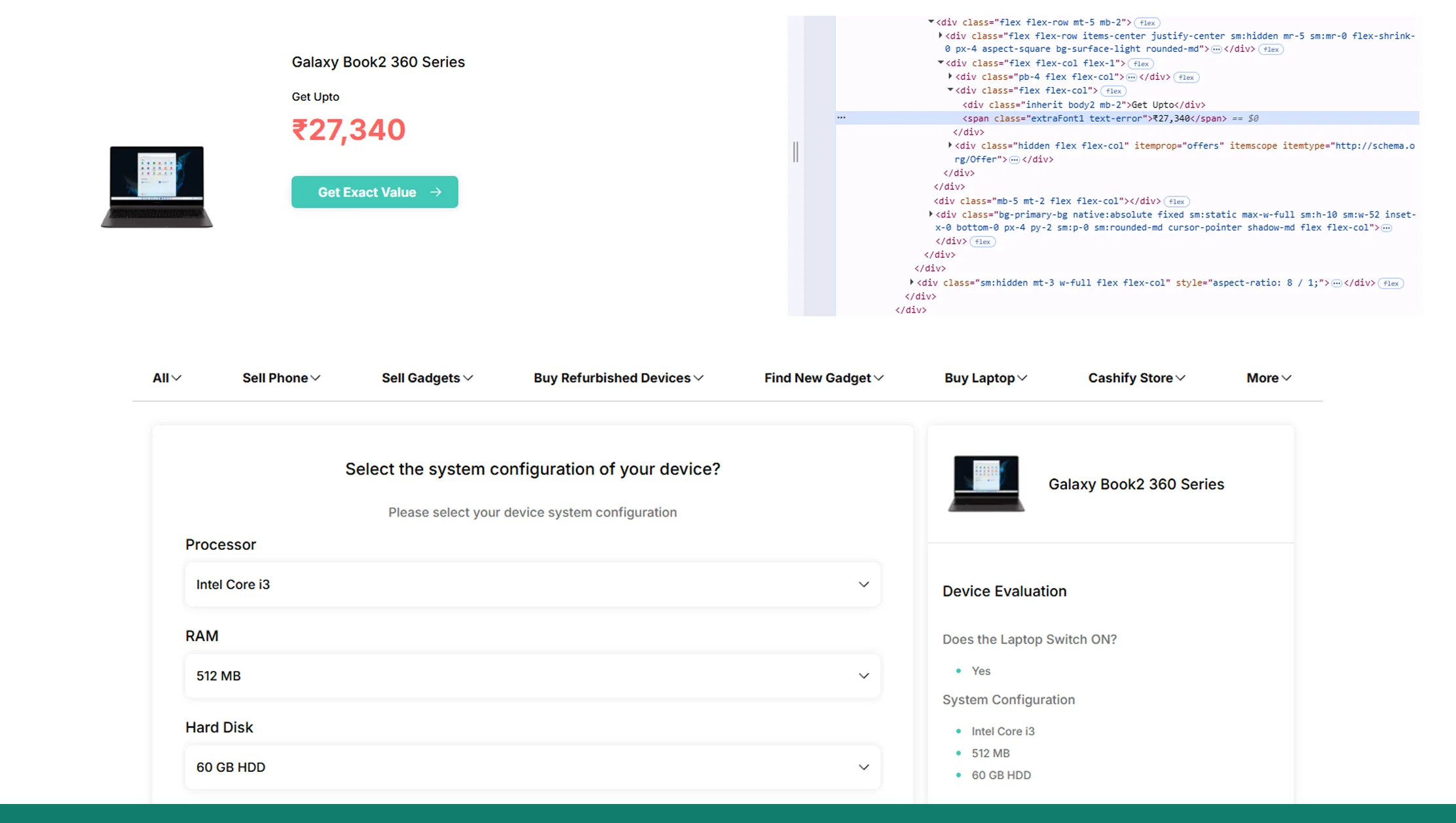 How to Extract Laptop Resale Prices from Cashify?